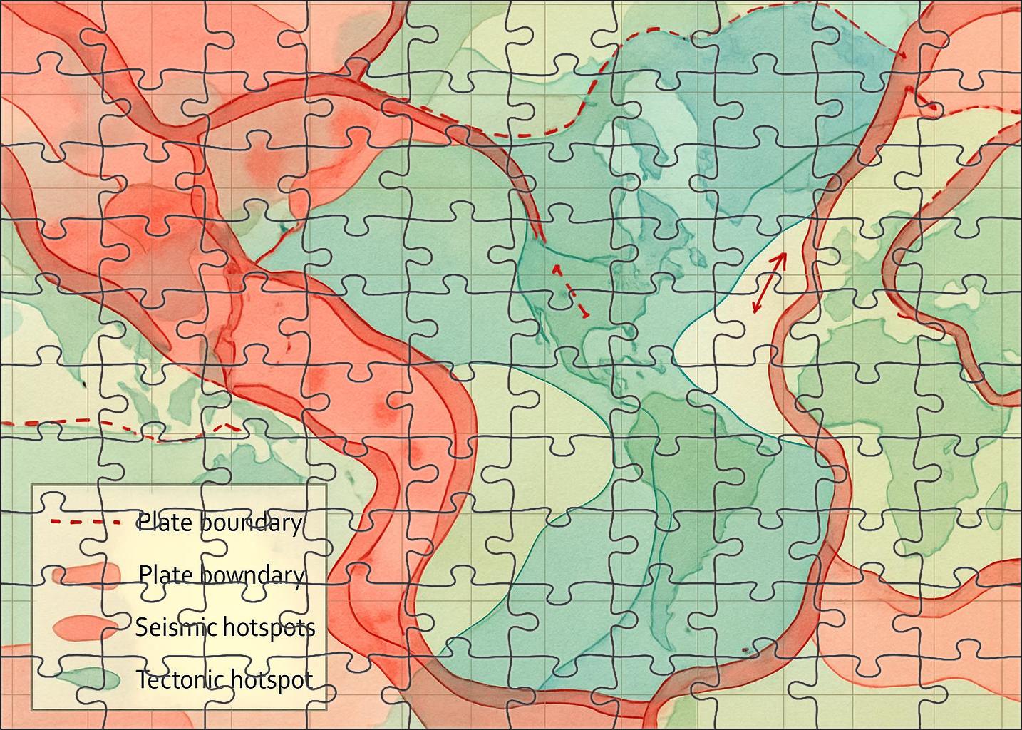 Tectonic Plate Boundary Overlay Large Format Puzzle