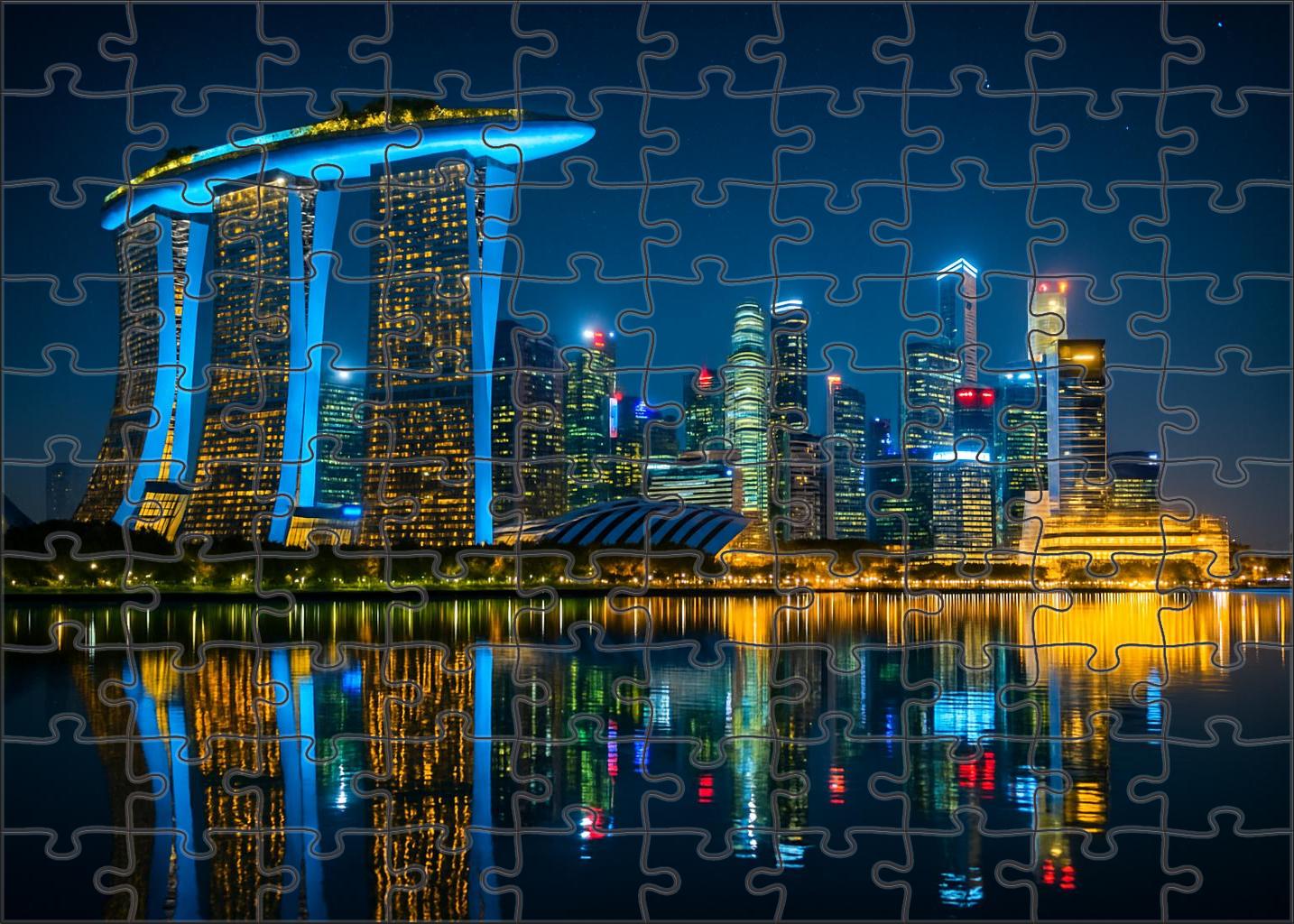 Singapore Marina Bay Skyline Globally Ranked Among The Top Iconic Waterfront Skylines 300 Piece Puzzle