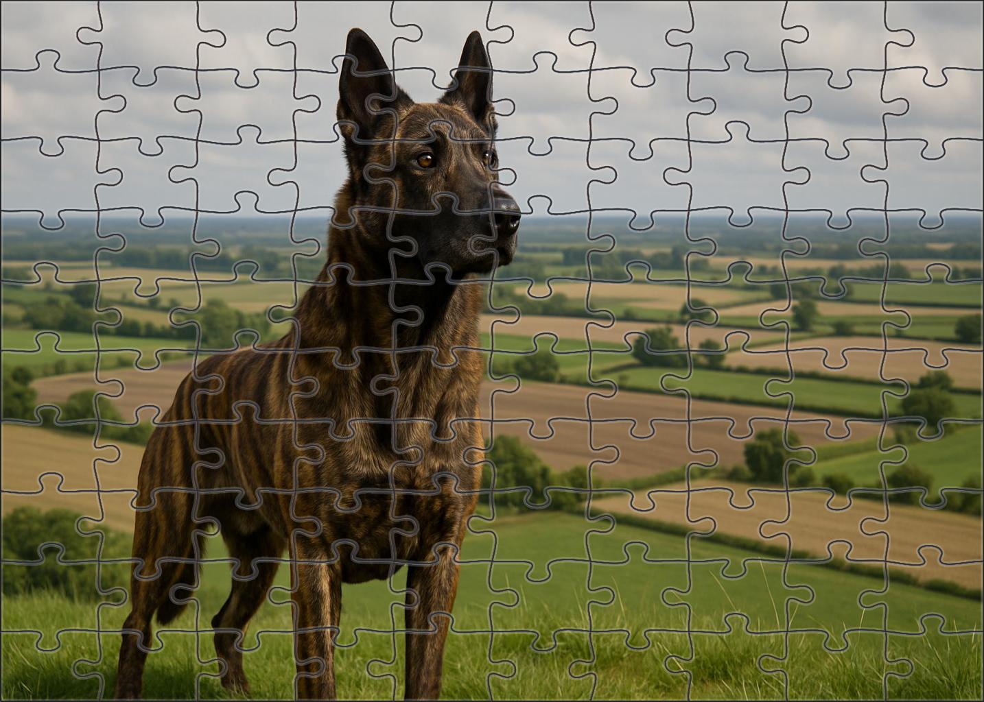 Brindle Muse Striped Working Dog With Alert Expression 200 Piece Puzzle