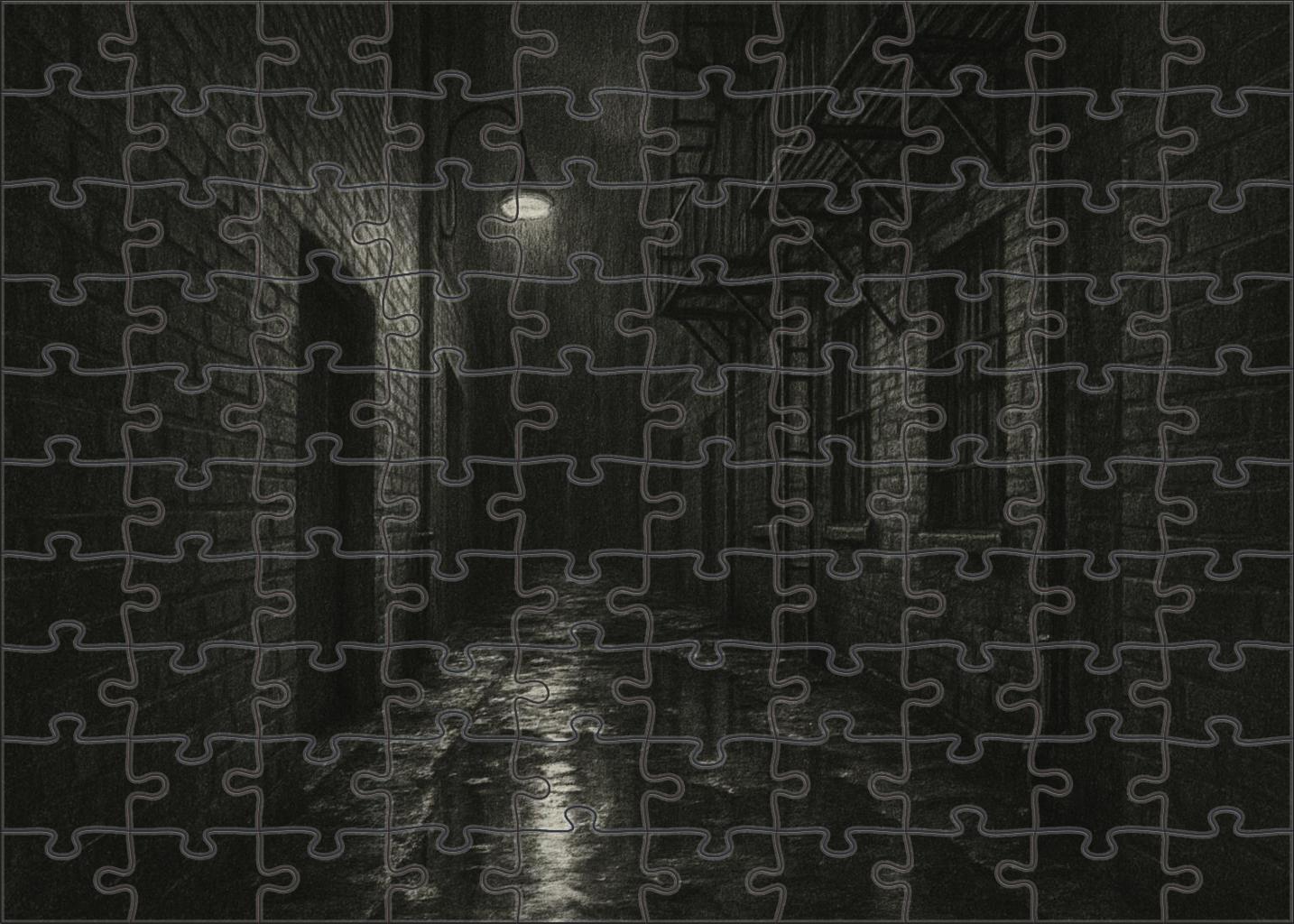 Nocturnal Urban Alley Moody Charcoal And Graphite Scene Custom Jigsaw Puzzle