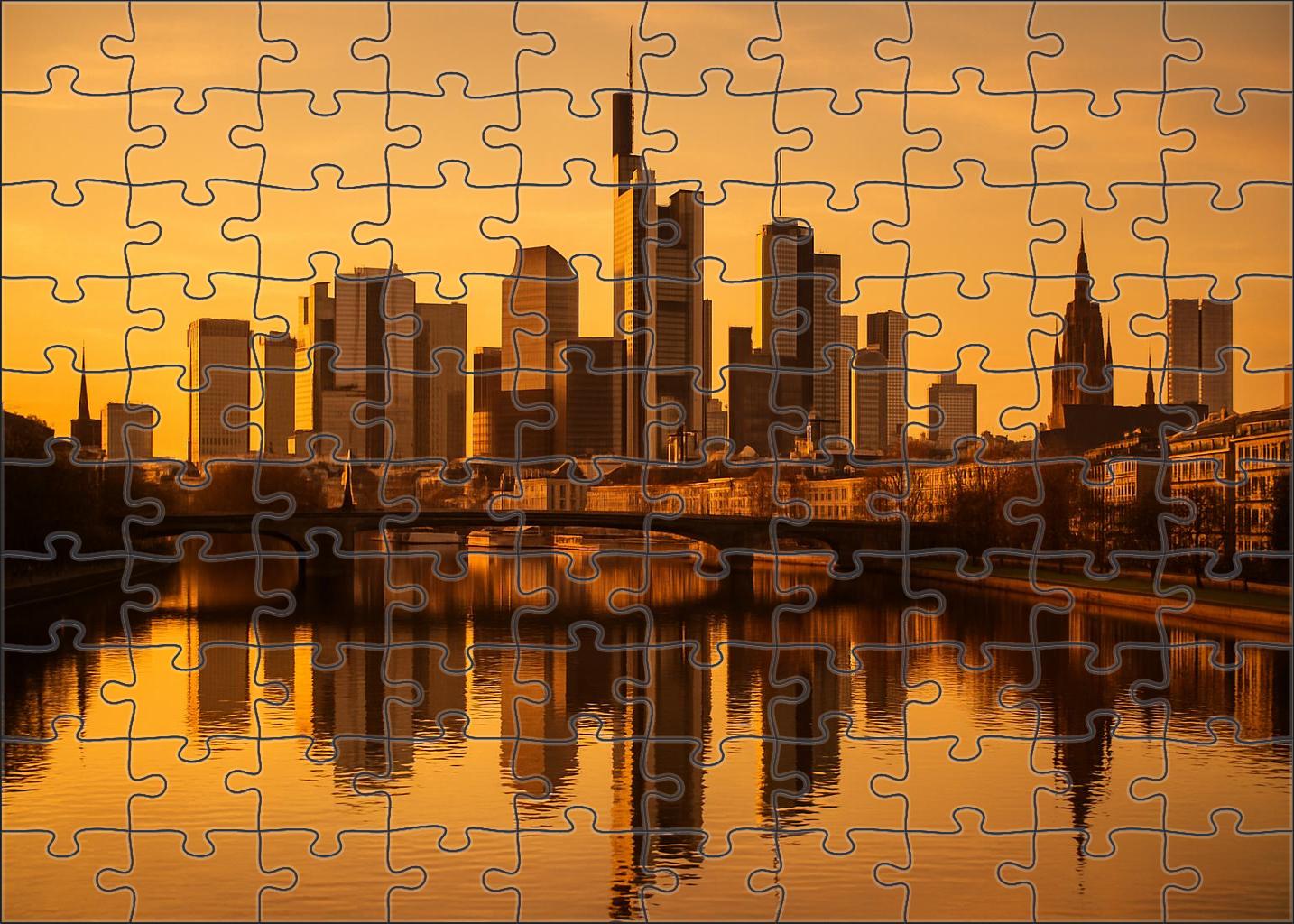 Frankfurt Skyline Europe's Financial Hub With Iconic Messeturm Tower Mini Puzzle
