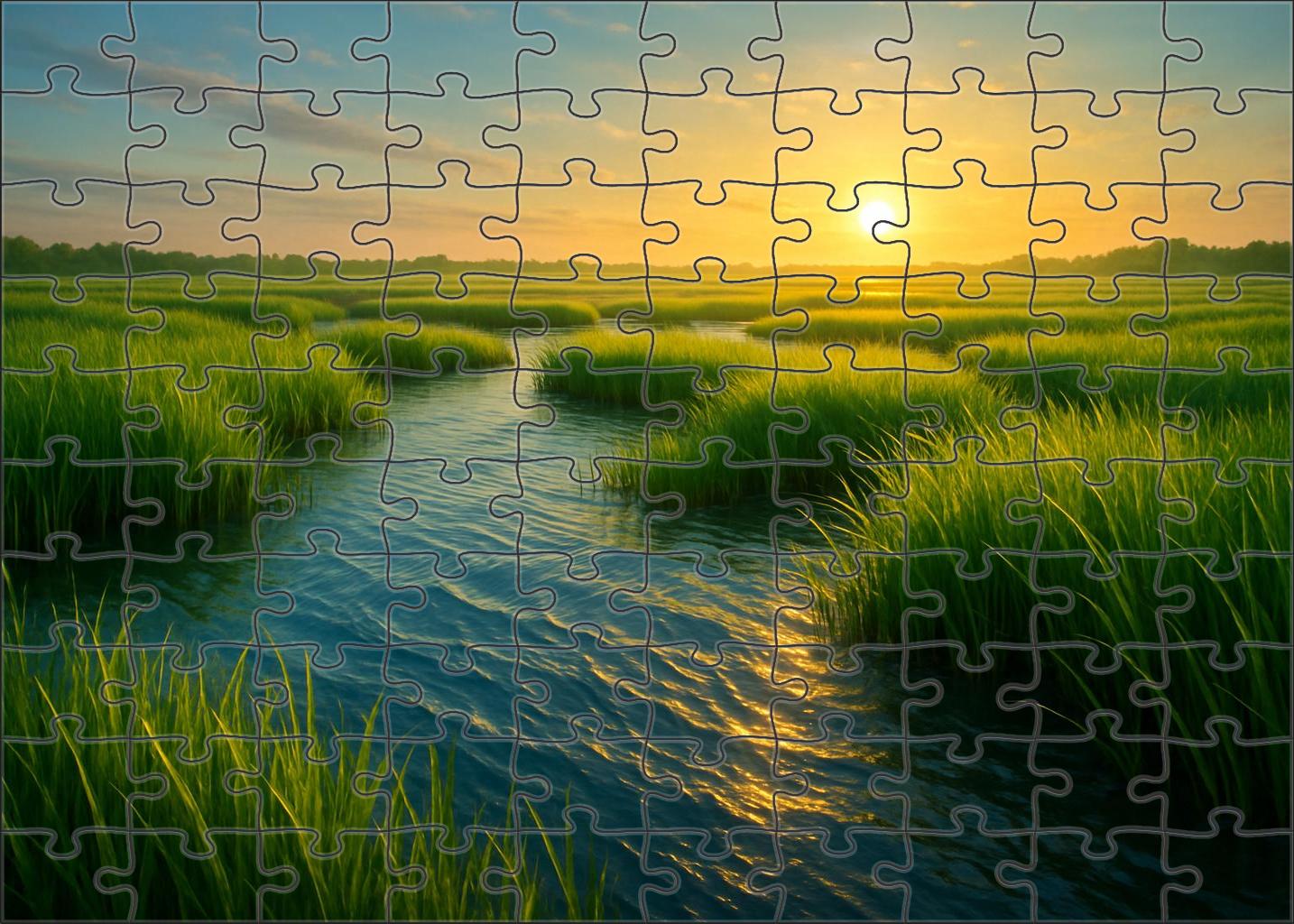 Luminous Tidal Marsh Custom Jigsaw Puzzle