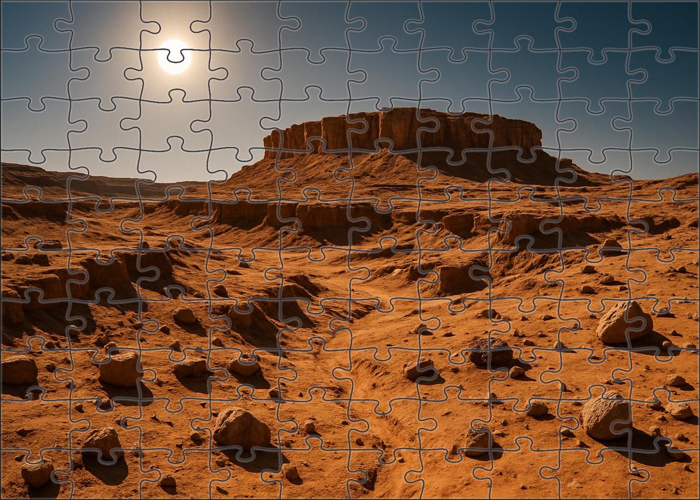 Dusty Amber Plateau Rocky Sand Transition Under Midday Sun Puzzle For Adults