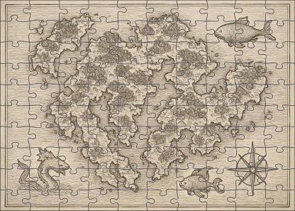Fanciful Nautical Map Detailed Pen Illustration Of Imaginary Archipelago 20 Piece Puzzle