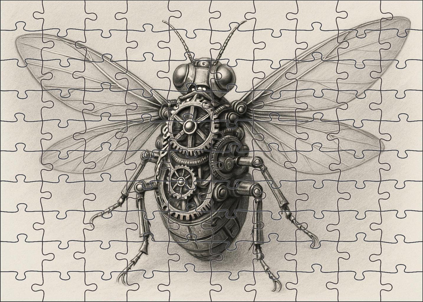 Mechanical Insect Blueprint Precision Ink And Graphite Drawing Premium Puzzle Pieces