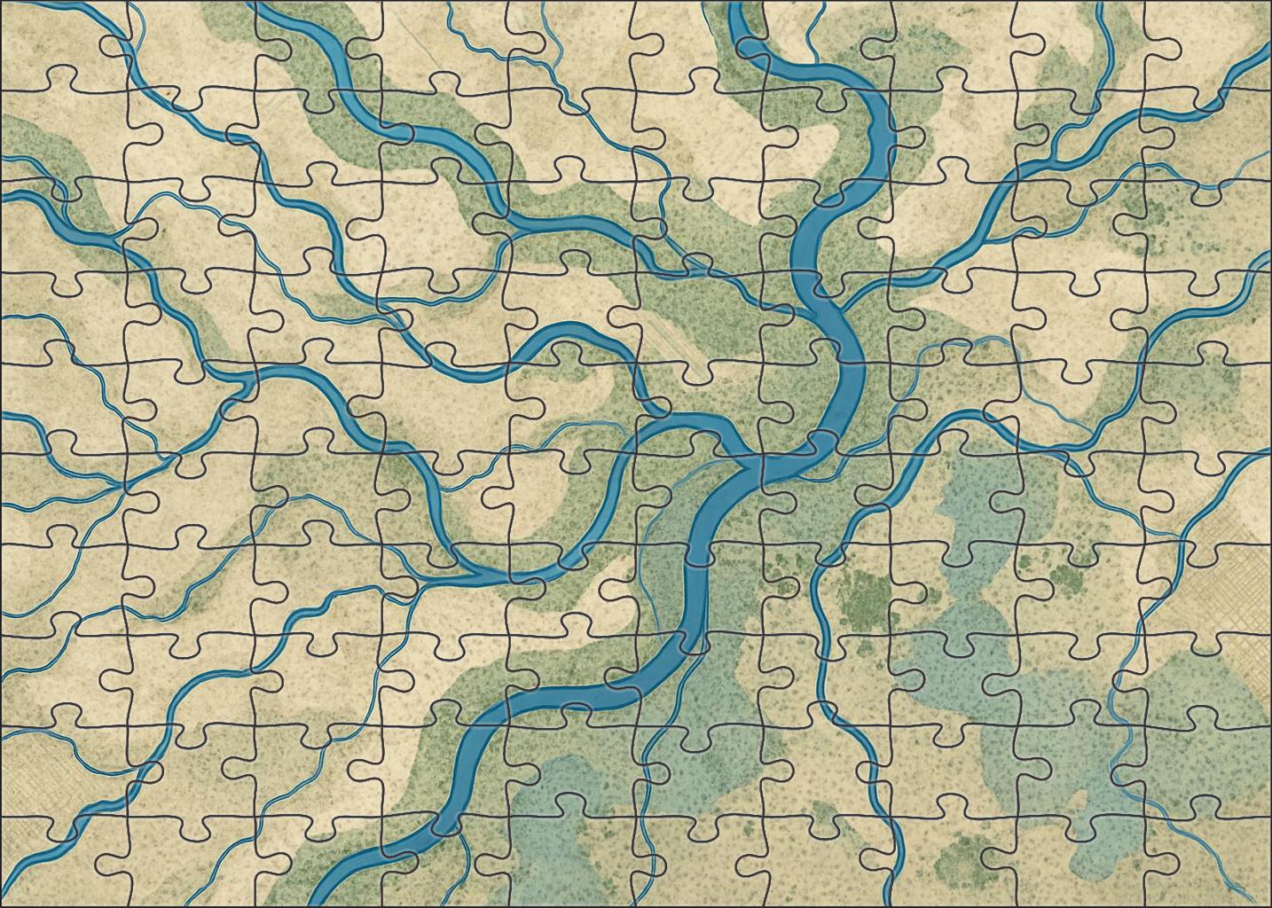 Dynamic River Network Flow Map Challenging Puzzles