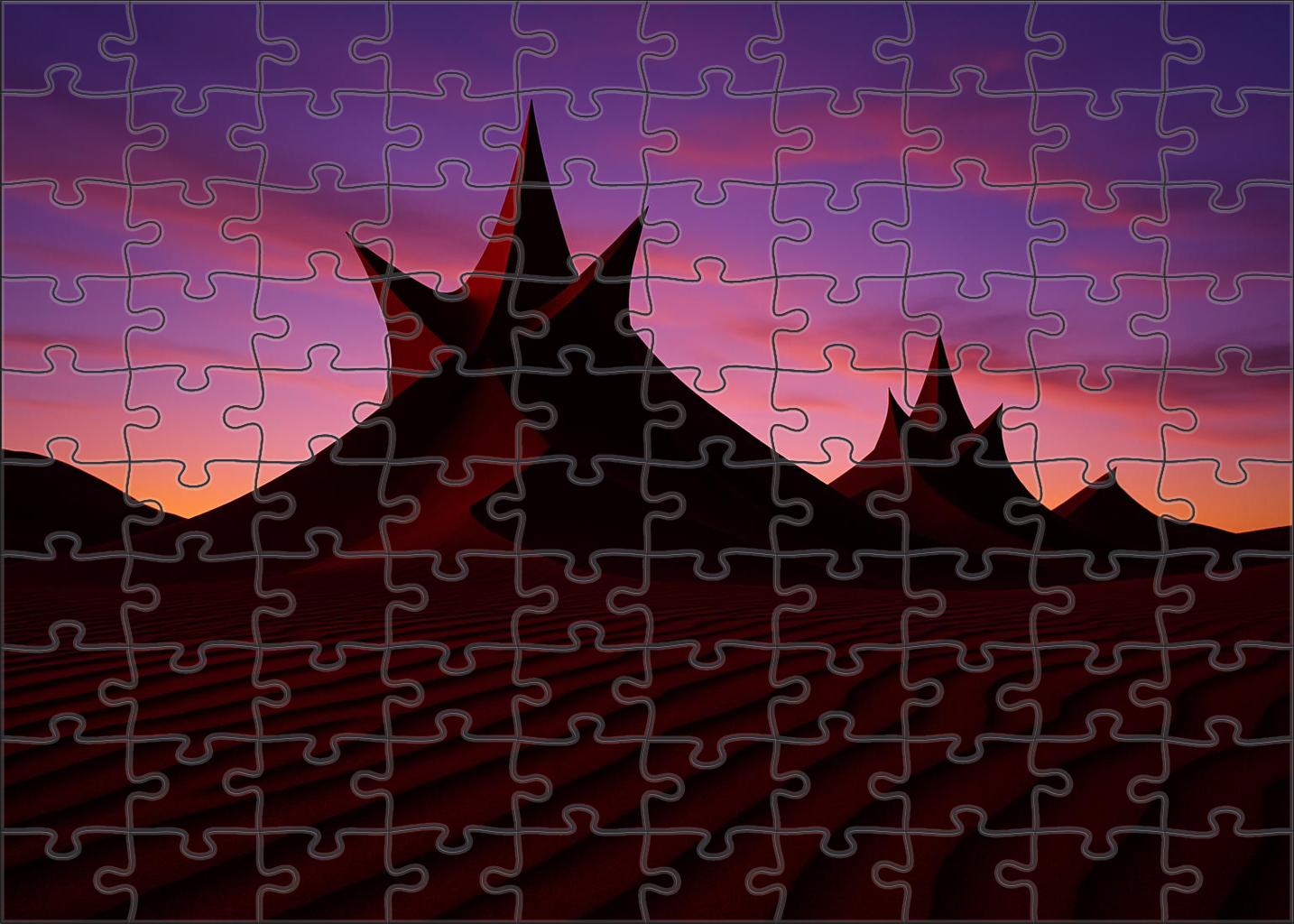 Crimson Ridge Rugged Star Dunes At Twilight Puzzle Challenge