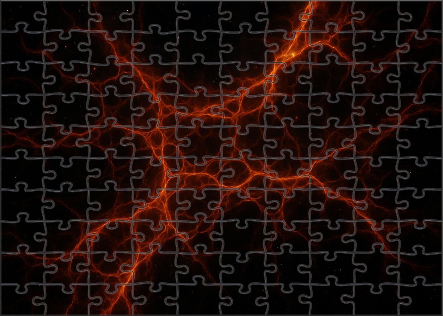 Radiant Ionized Gas Filaments Unique Puzzle Design