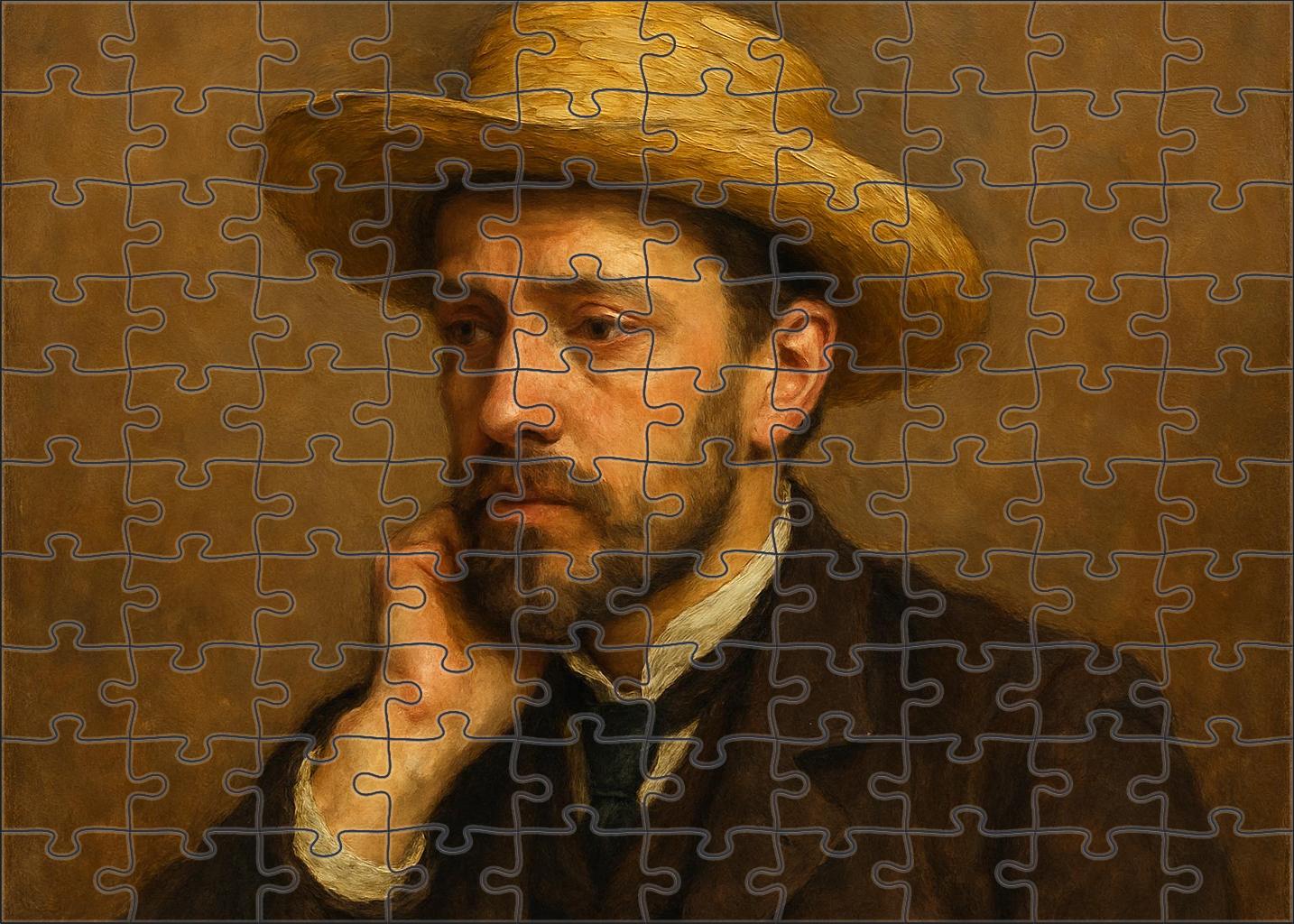 Self-portrait With A Straw Hat Large Format Puzzle