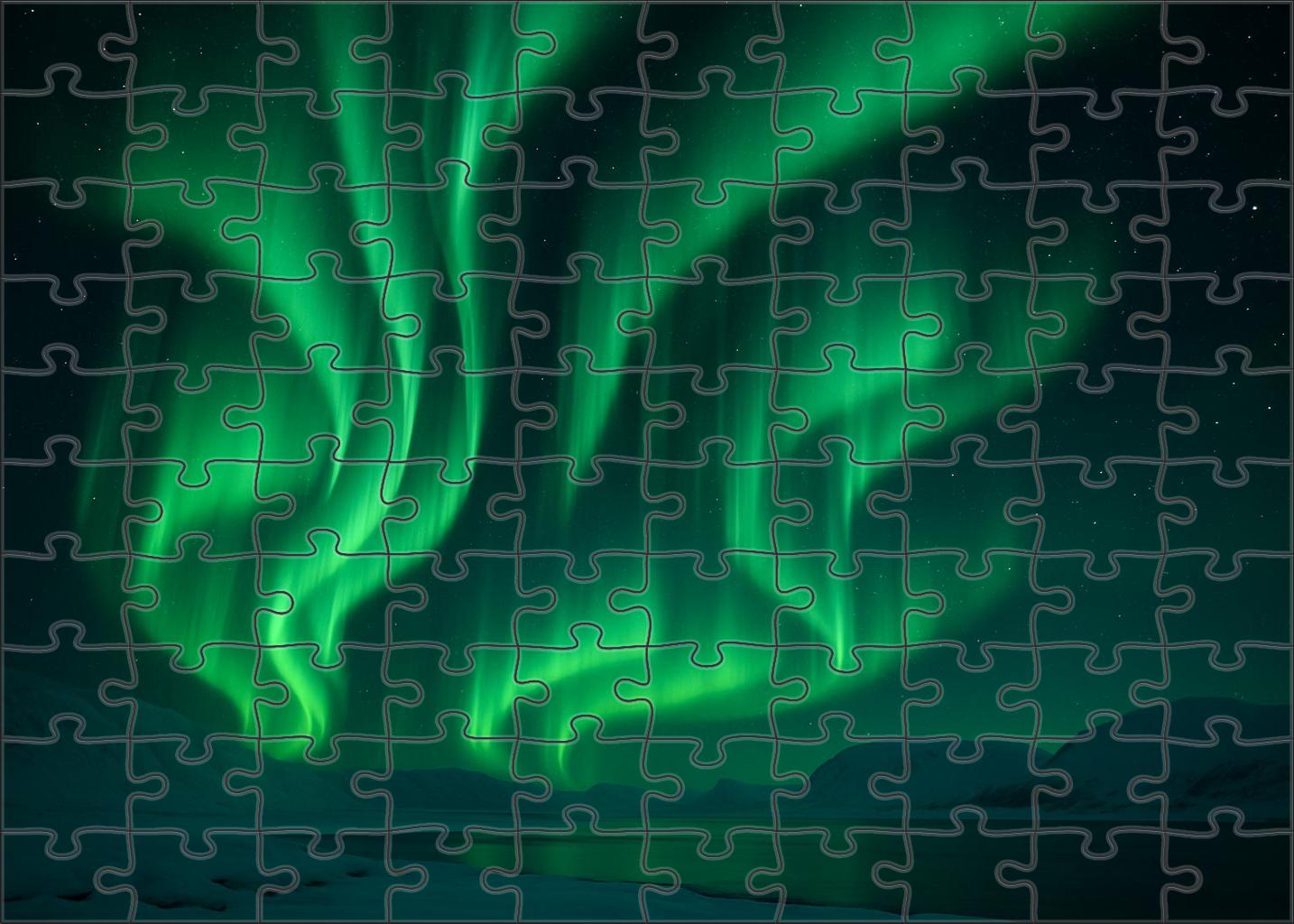 Emerald Polar Aurora Swirl Unique Puzzle Design