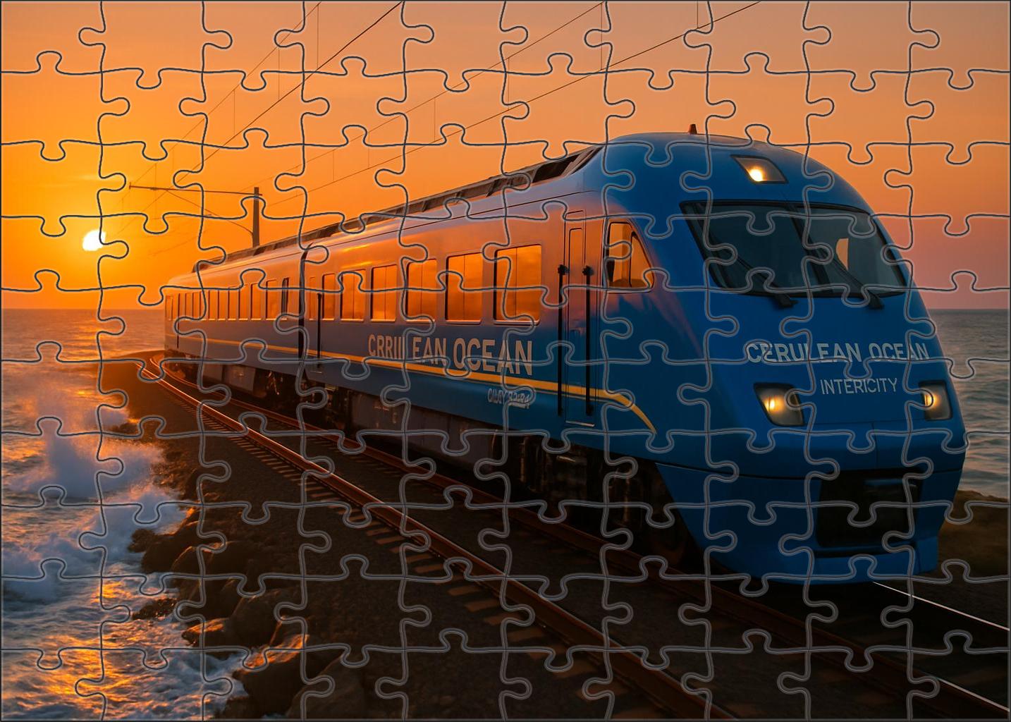 Cerulean Ocean Intercity Sleek Electric Multiple Unit For Coastal Routes Large Format Puzzle