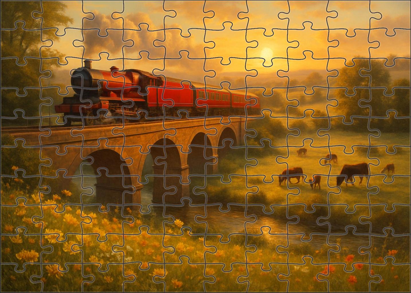 Crimson Heritage Express Restored Vintage Diesel Train Mini Puzzle