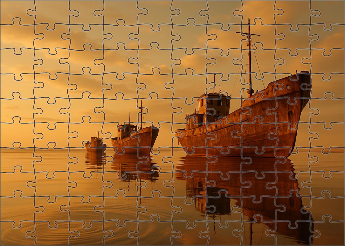 The Silent Harbor Abandoned Ships Resting On A Glassy Desert Custom Jigsaw Puzzle