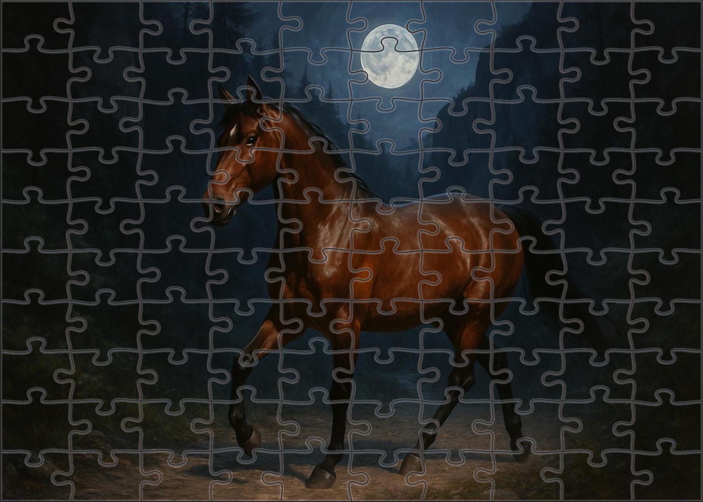 Moonlit Canyon Charger Rugged Bay Gelding With Sturdy Build Custom Jigsaw Puzzle