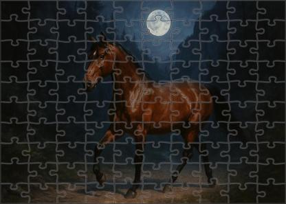 Moonlit Canyon Charger Rugged Bay Gelding With Sturdy Build Custom Jigsaw Puzzle