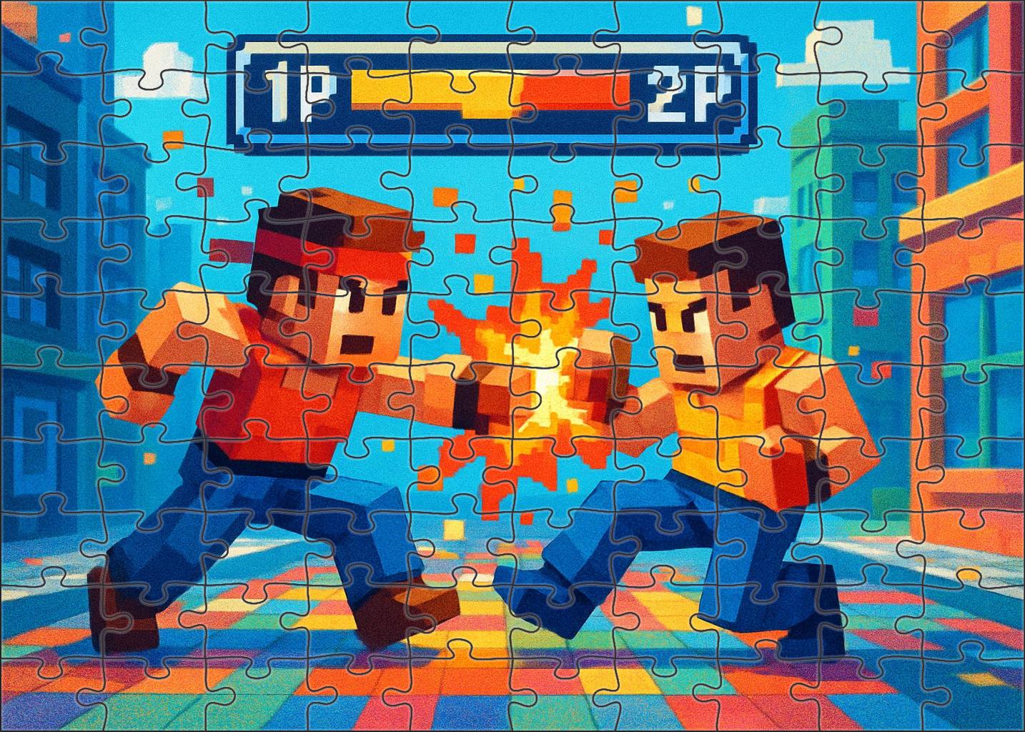 Arcade Pixel Fighter Retro Combat With Chiptune Energy Premium Puzzle Pieces
