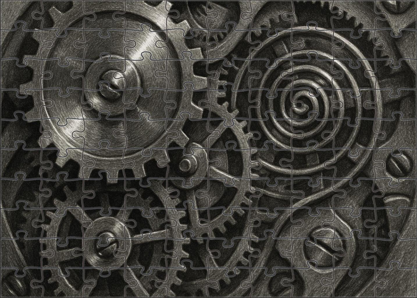 Vintage Mechanical Clockwork Study Graphite Pencil Rendering Of Gears And Springs Puzzle For Kids