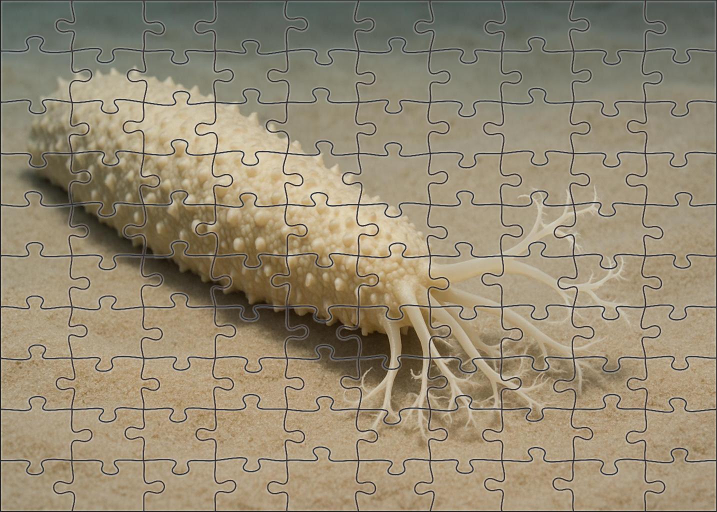 Pale Ivory Sea Cucumber Soft Detritivore With Tuberculated Surface Mini Puzzle