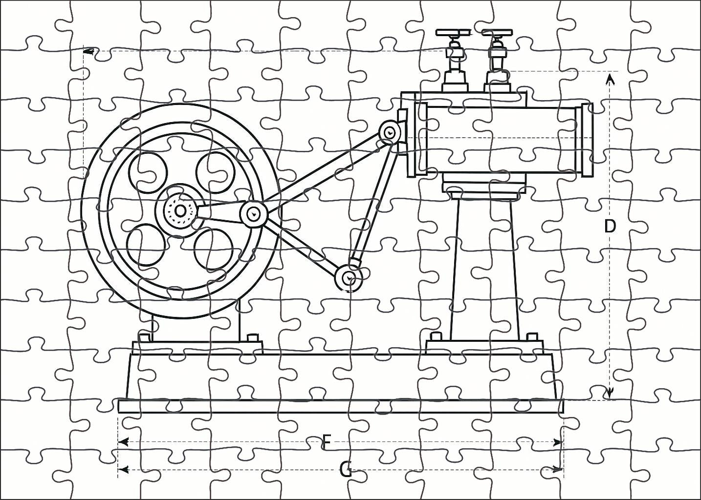 Mechanical Device Schematic Precise Technical Pen Drawing With Clean Linework Mini Puzzle