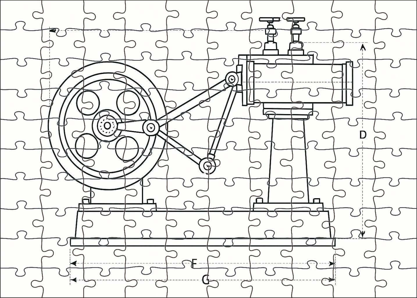 Mechanical Device Schematic Precise Technical Pen Drawing With Clean Linework Mini Puzzle