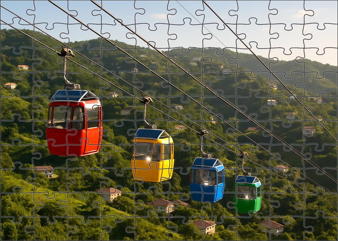 Solar-powered Cable Car Premium Puzzle Pieces