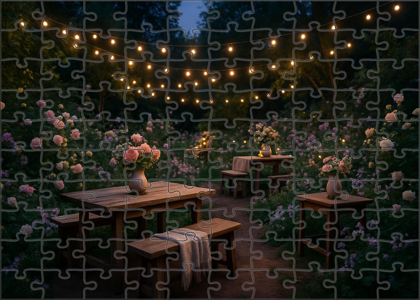 Midsummer Garden Serenade Twilight Blooms And Twinkling Fairy Lights 100 Piece Puzzle