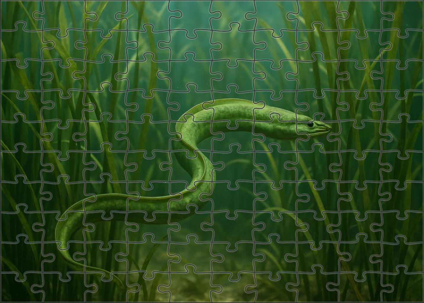 Verdant Kelp Serpent Elongated Eel-like Swimmer With Camouflaged Skin 200 Piece Puzzle
