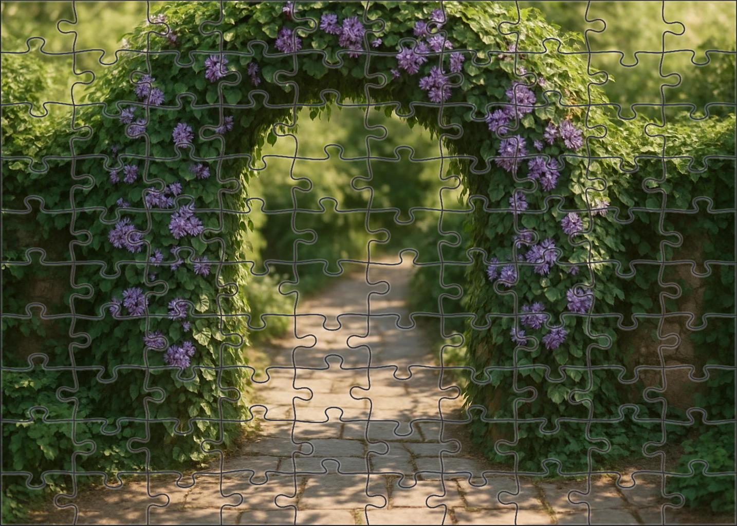 Twining Ivy Archway With Dappled Violet Blooms A Romantic Garden Entrance Puzzle For Kids