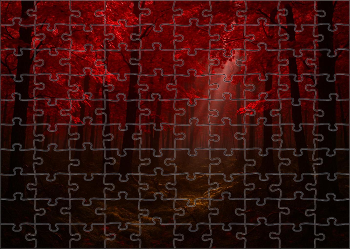 Shadowed Thicket Of Crimson Leaves Custom Jigsaw Puzzle