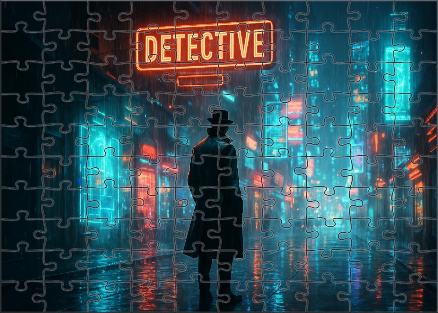 Synthwave Noir Retro Futurism Meets Moody Detective Tales 50 Piece Puzzle