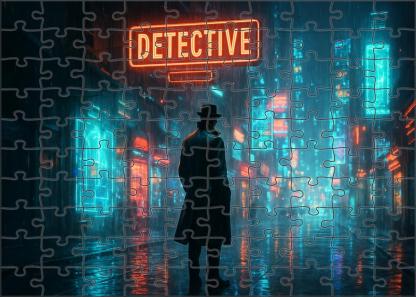 Synthwave Noir Retro Futurism Meets Moody Detective Tales 50 Piece Puzzle