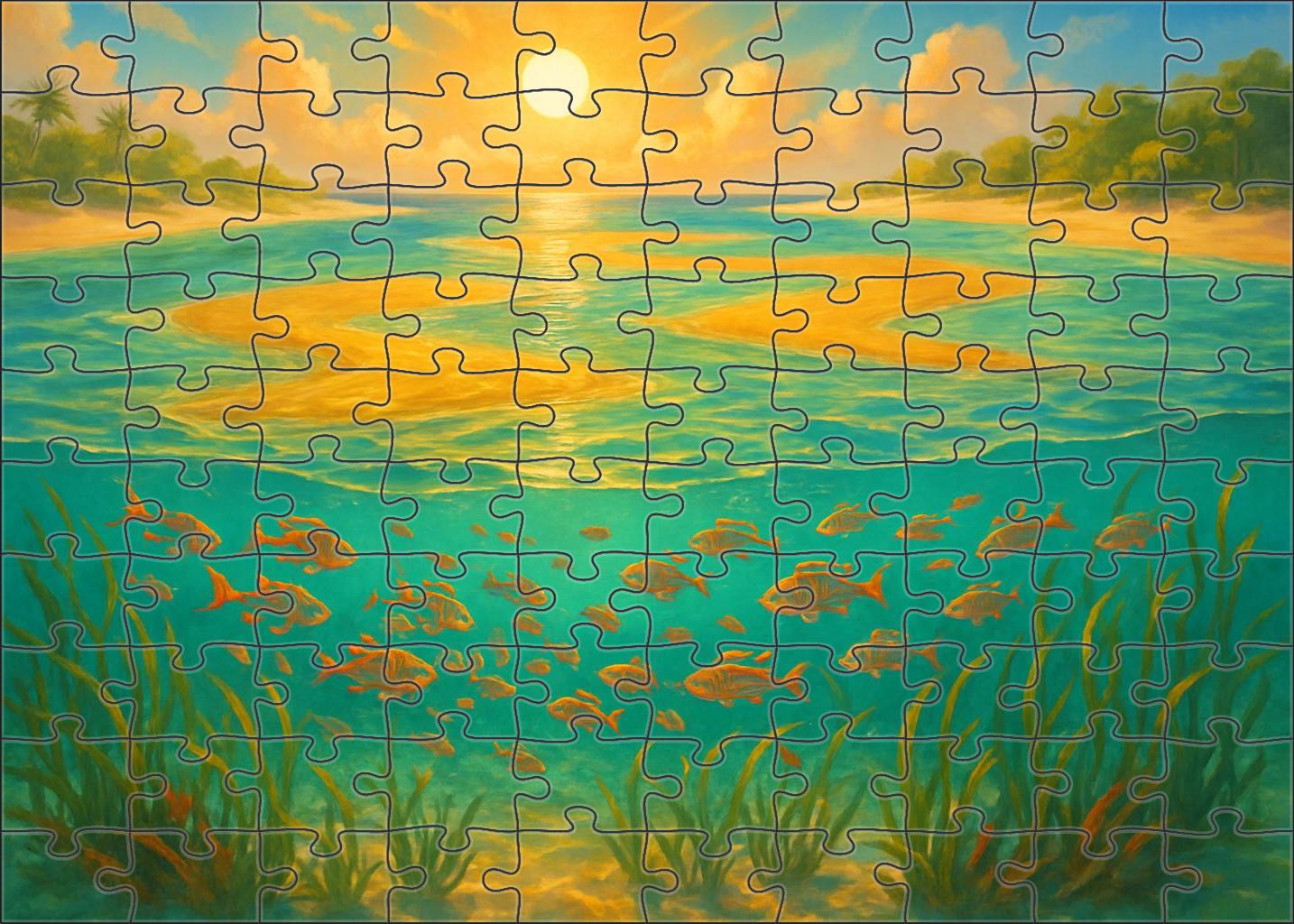 Golden Mirage Shallows Glimmering Sandbars Beneath Sunlit Skies 300 Piece Puzzle