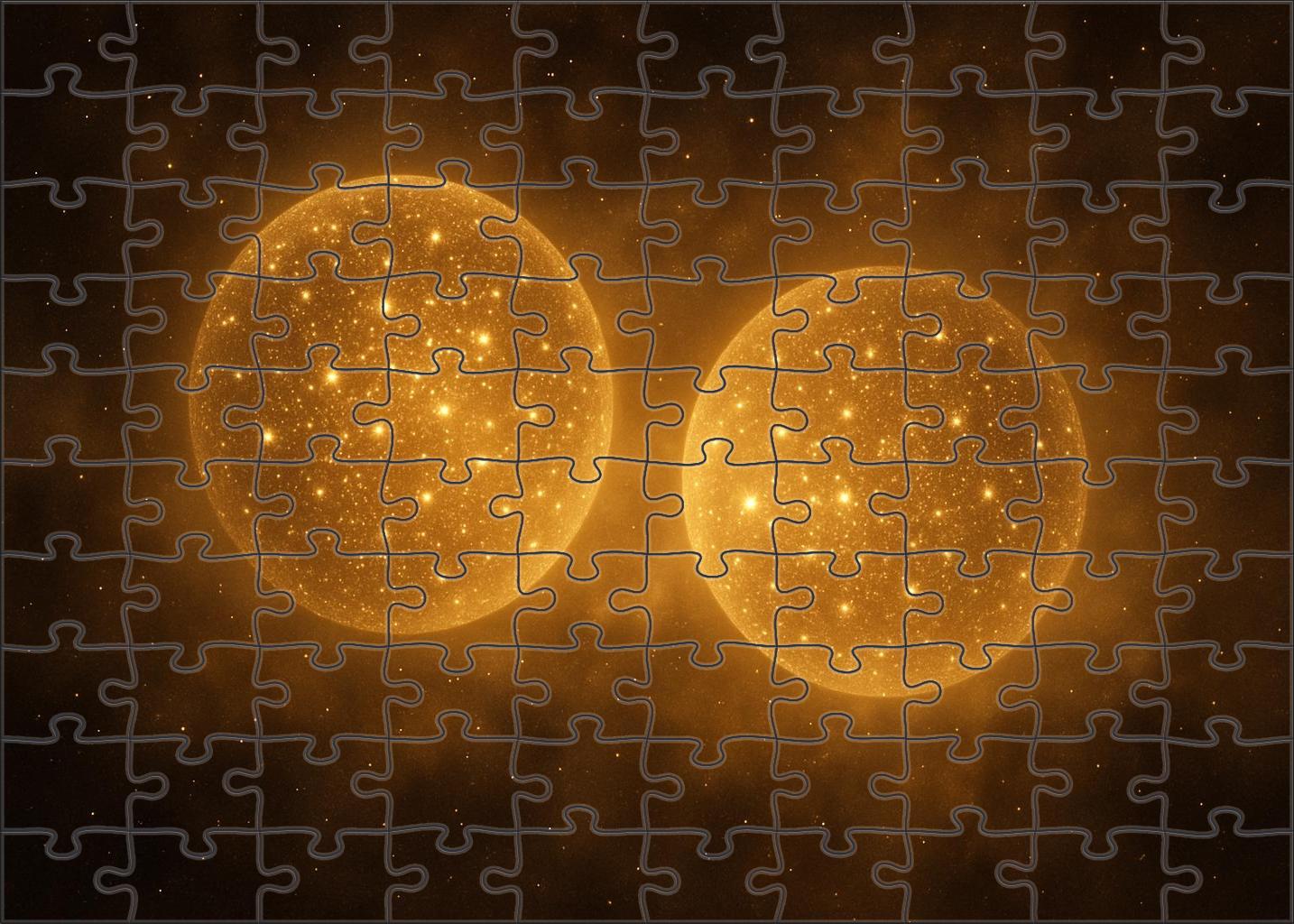 Golden Dawn Of A Binary Star Cluster Unique Puzzle Design