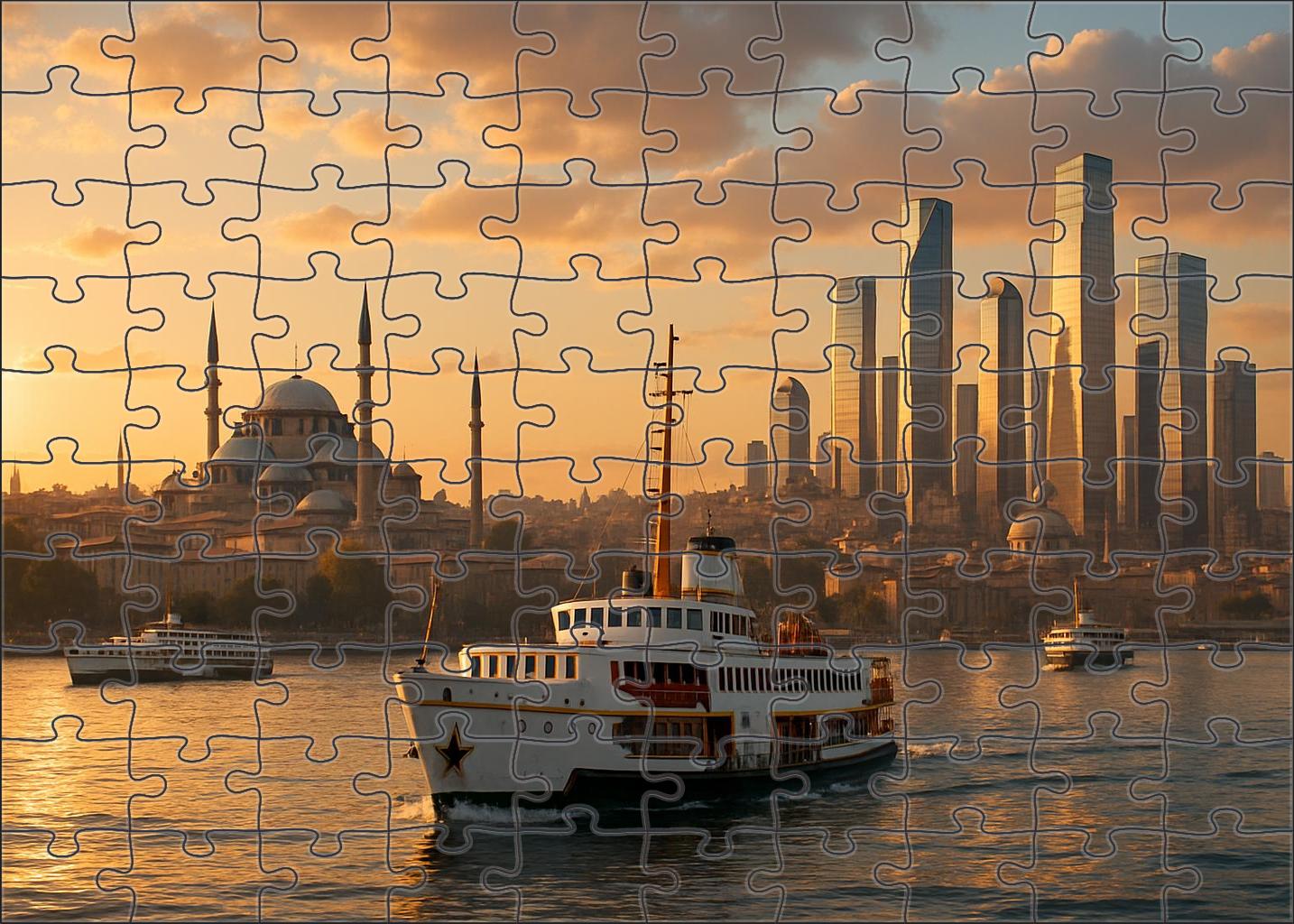 Istanbul Bosphorus Skyline A Fusion Of Ancient Domes And Modern Skyscrapers Bridging Two Continents Puzzle For Kids