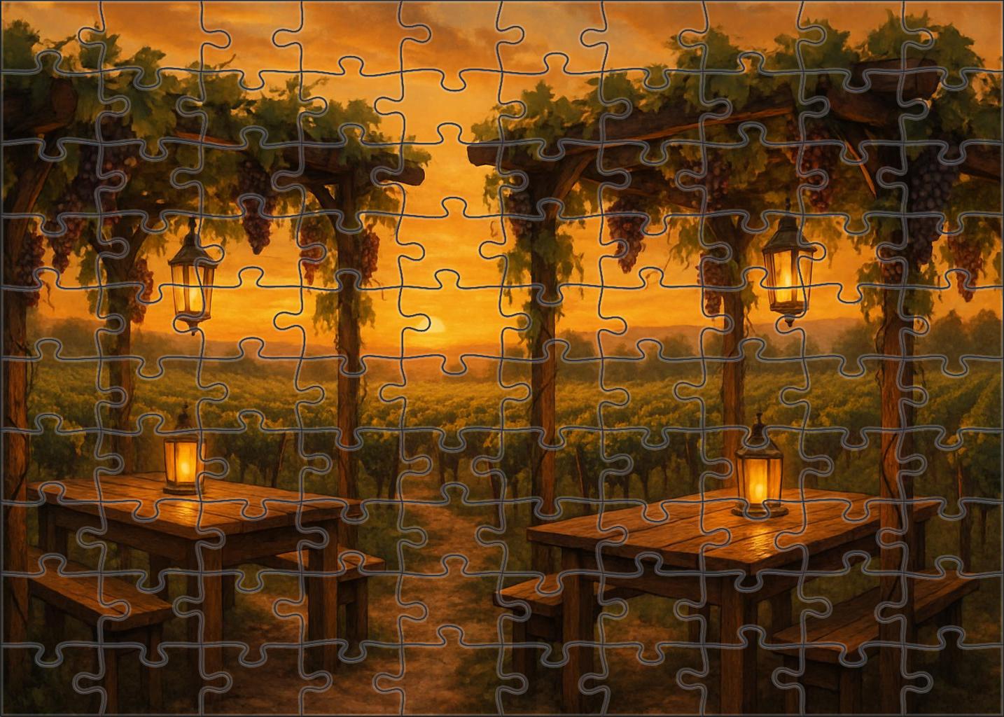 Sunset Vineyard Revelry Custom Jigsaw Puzzle