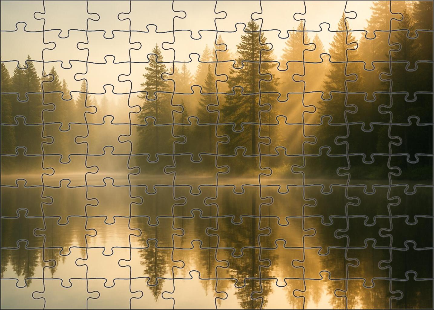 Serene Pine Lake Reflection Challenging Puzzles