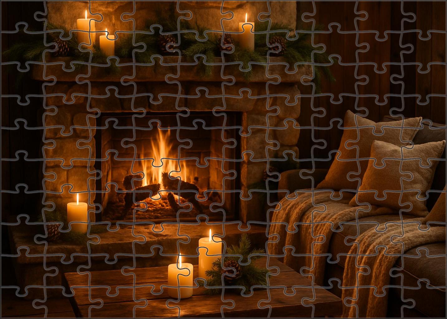 Twilight Evergreen Hearth Cozy Fireside And Pine Accents 20 Piece Puzzle