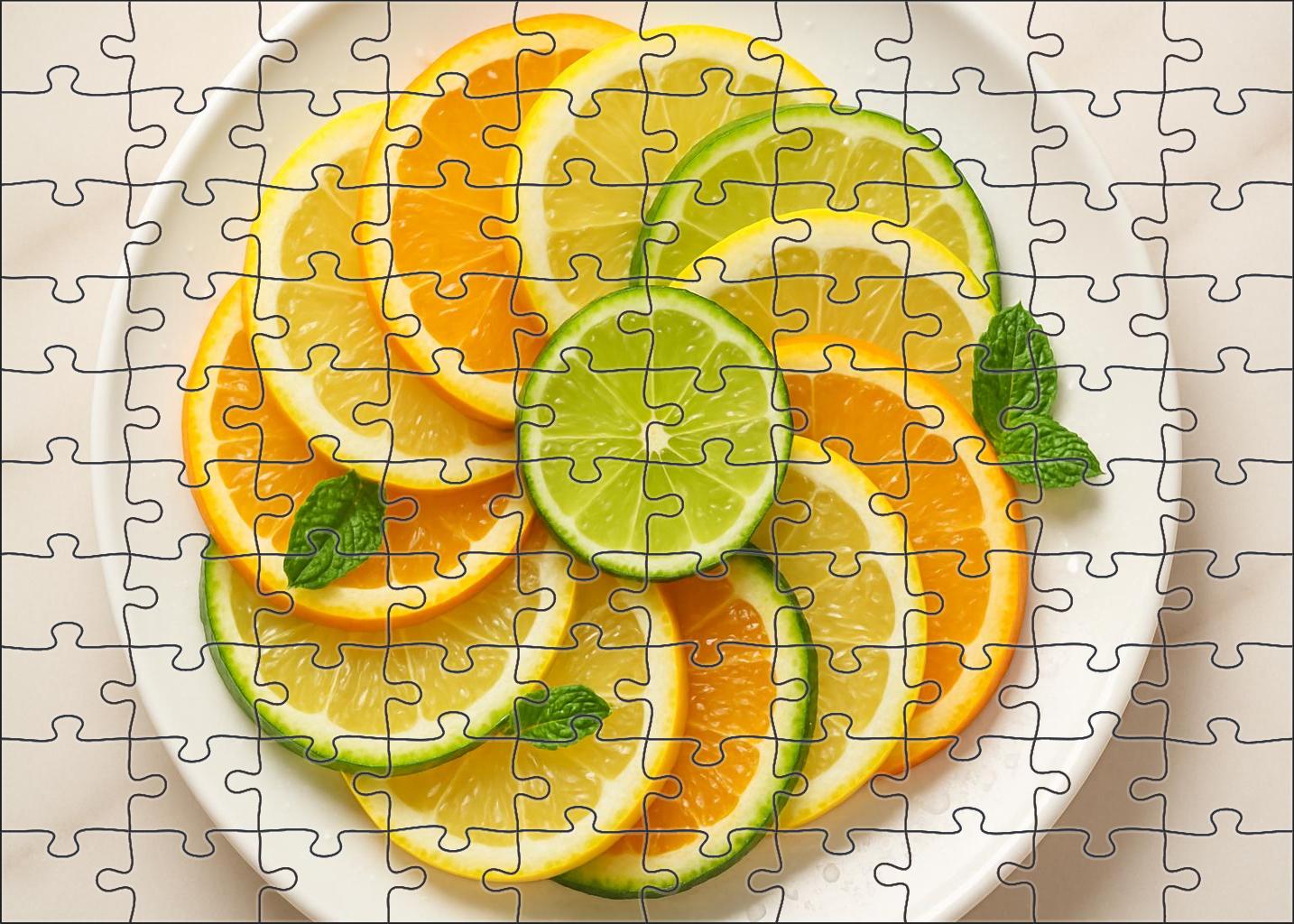 Sunlit Citrus Spiral Radiant Arrangement Of Oranges Lemons And Limes Premium Puzzle Pieces