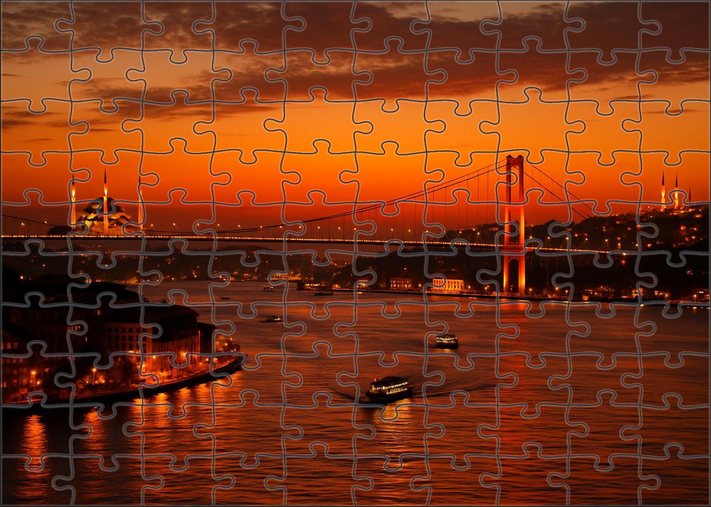 Istanbul Bosphorus Skyline Bridging Two Continents With Historic And Modern Elements Large Format Puzzle