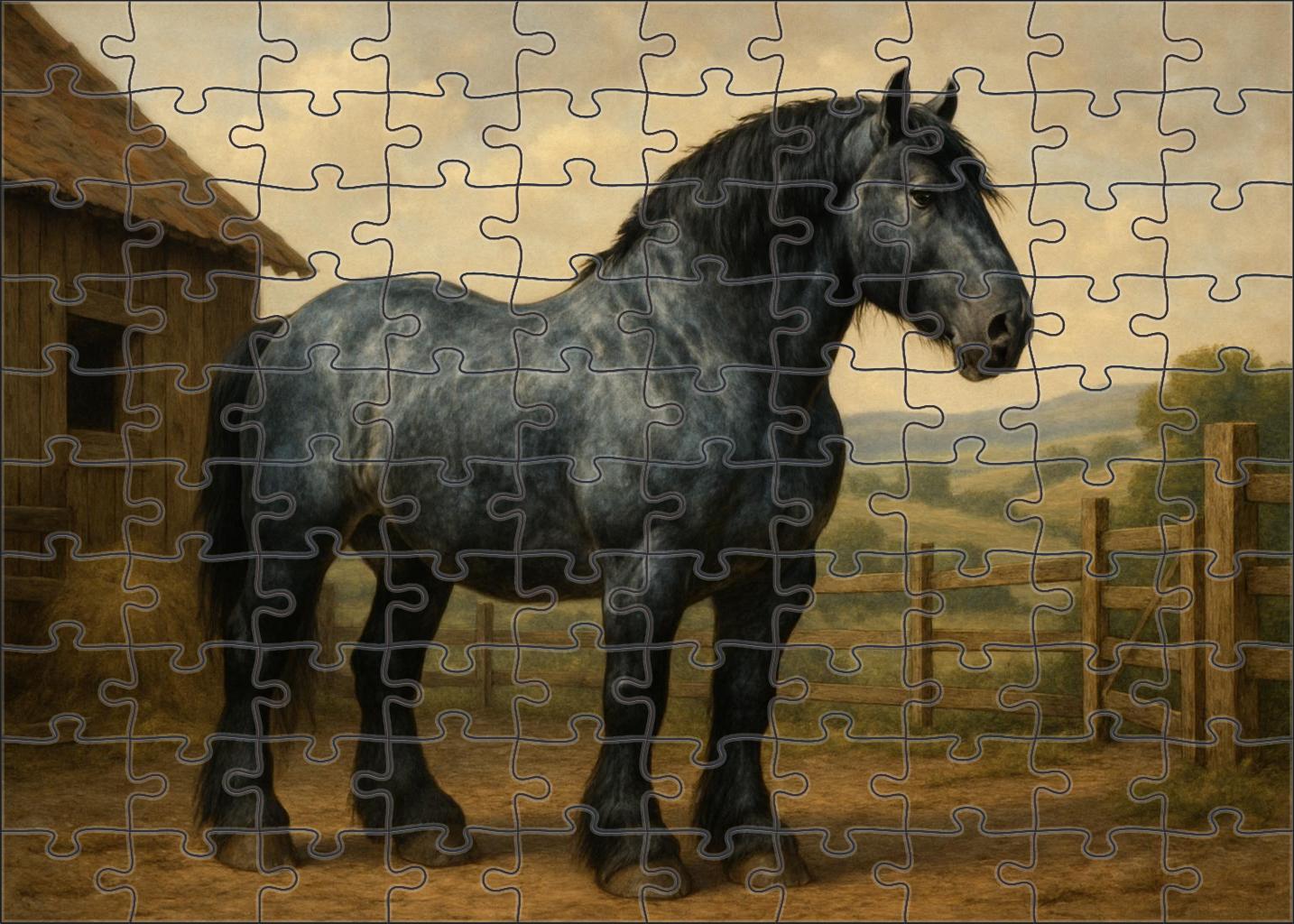 Storm Ridge Draft Massive Blue Roan Stallion With Powerful Presence Custom Jigsaw Puzzle