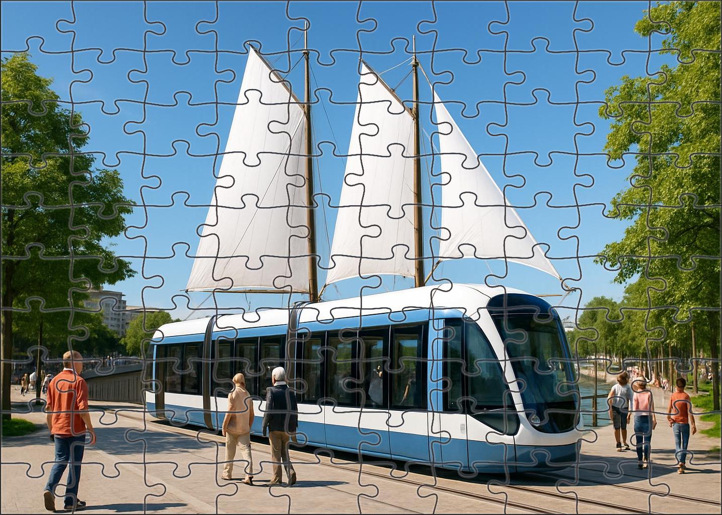 Wind-powered Sailing Tram 100 Piece Puzzle