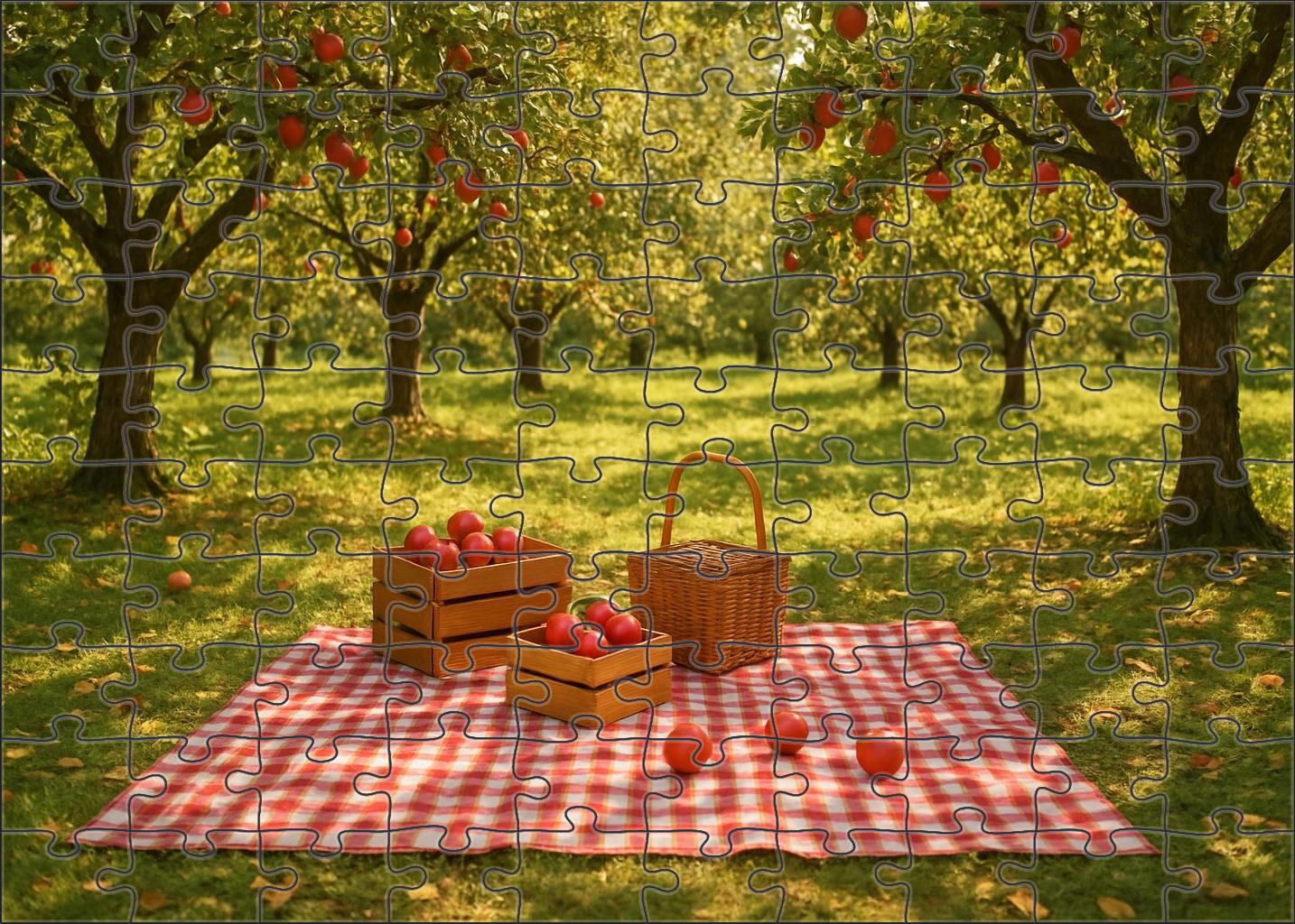 Sunlit Orchard Picnic Unique Puzzle Design