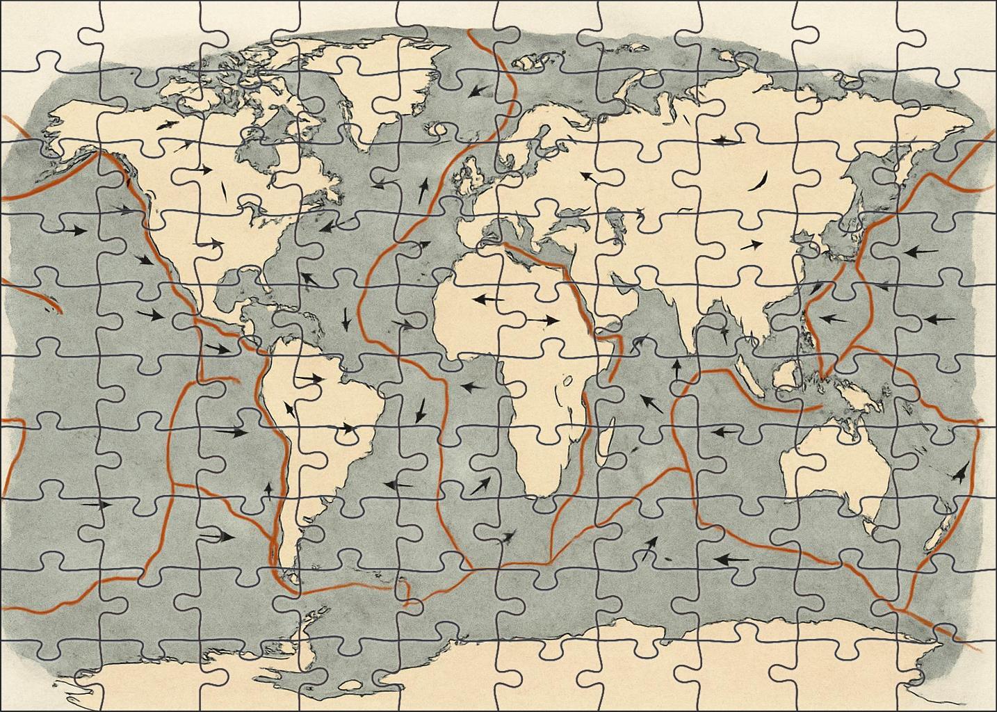 Tectonic Plate Boundary Map With Stress Vectors 50 Piece Puzzle