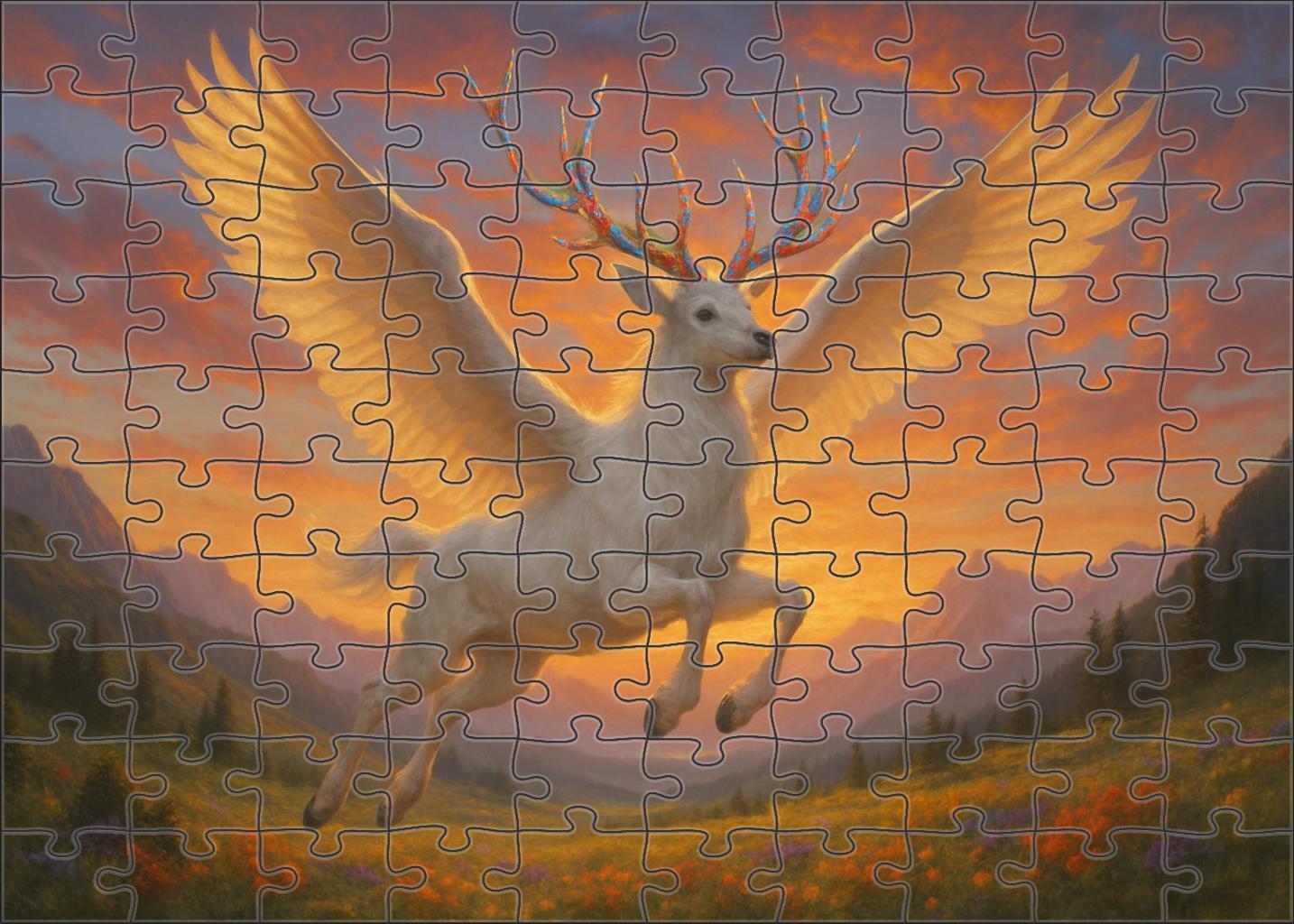 Luminaur Glider Radiant Stag With Prismatic Antlers And Feathered Wings Large Format Puzzle
