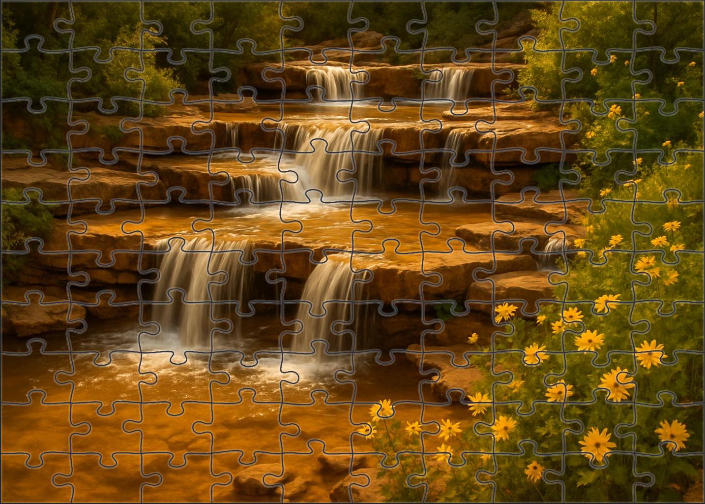 Amber Glow Cascades Custom Jigsaw Puzzle