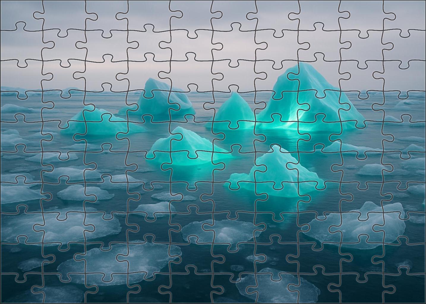 Silent Glacier Edge Icy Floes Against Crystal-clear Cold Waters Premium Puzzle Pieces