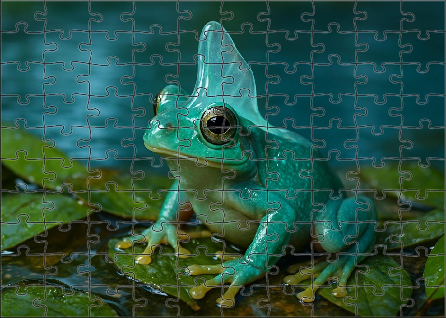 Opaline Crestfrog Vibrant Amphibian With Elaborate Head Ornamentation Large Format Puzzle