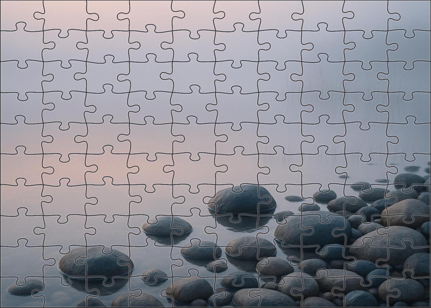 Early Morning Lakeshore Mist Easy Puzzles