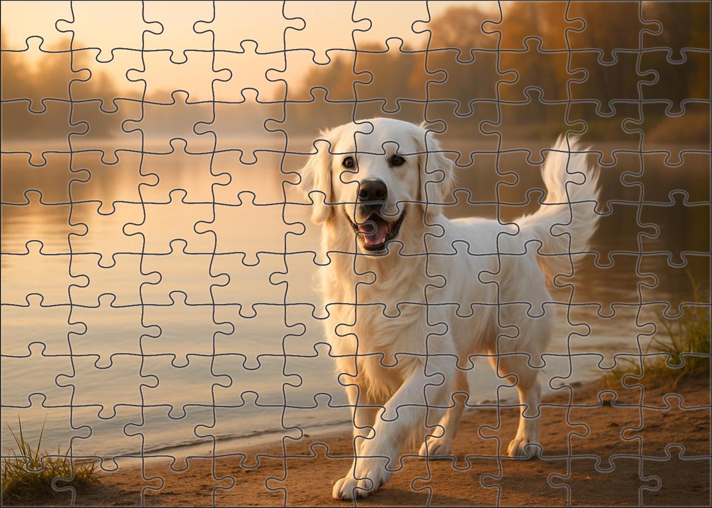 Pearl Glow Pristine White Retriever With Flowing Feathered Coat 200 Piece Puzzle