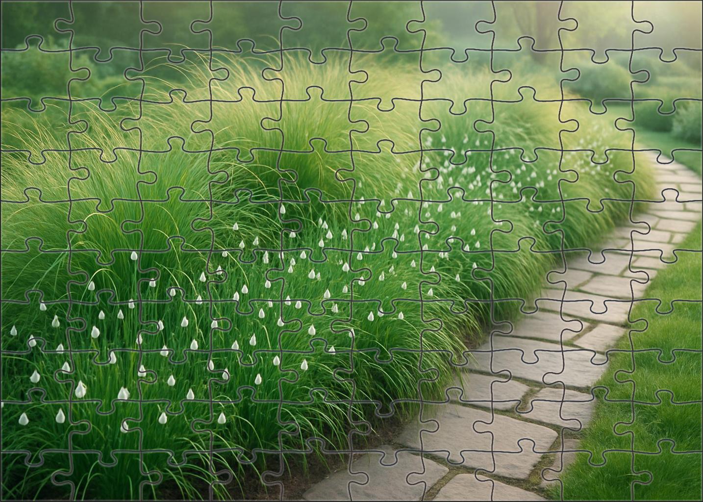 Whispering Willow Border Tall Grasses And Delicate White Blooms Creating A Tranquil Garden Edge Puzzle For Kids